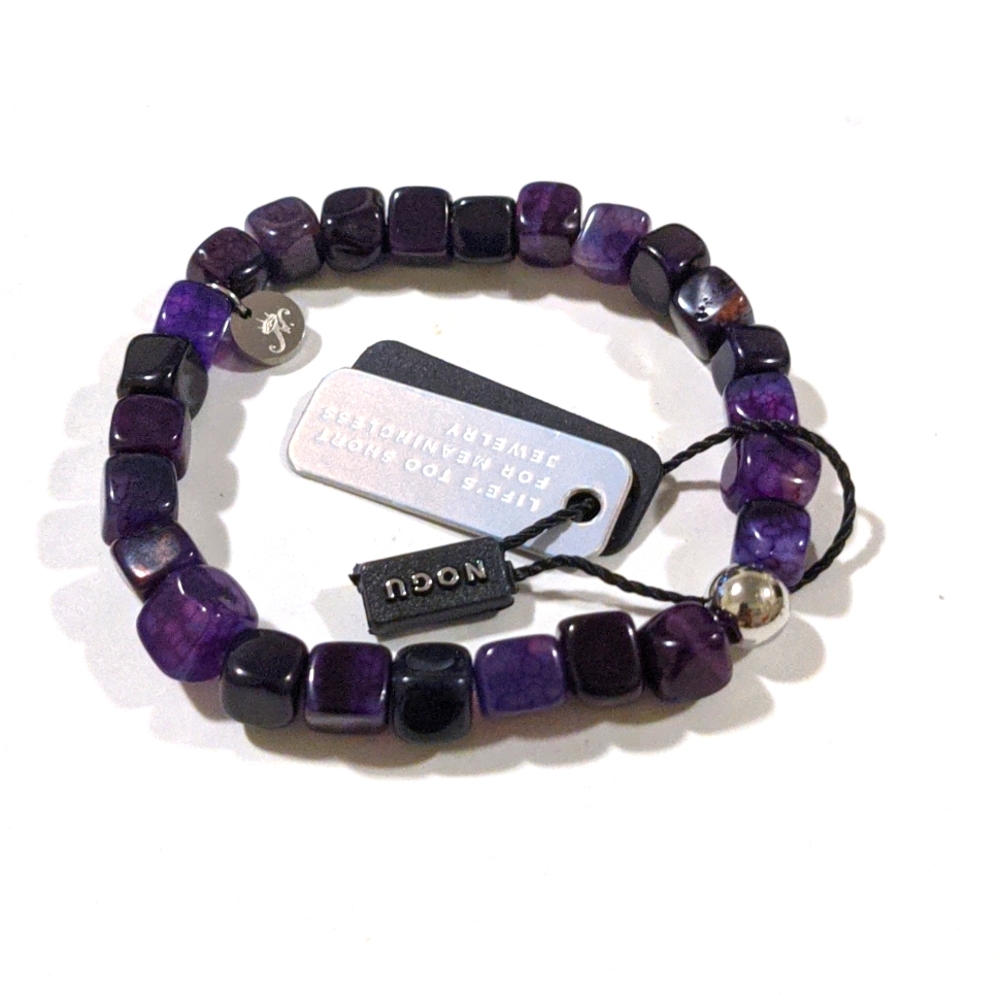 Nogu Purple Agate Gemstone Pebble Bracelet